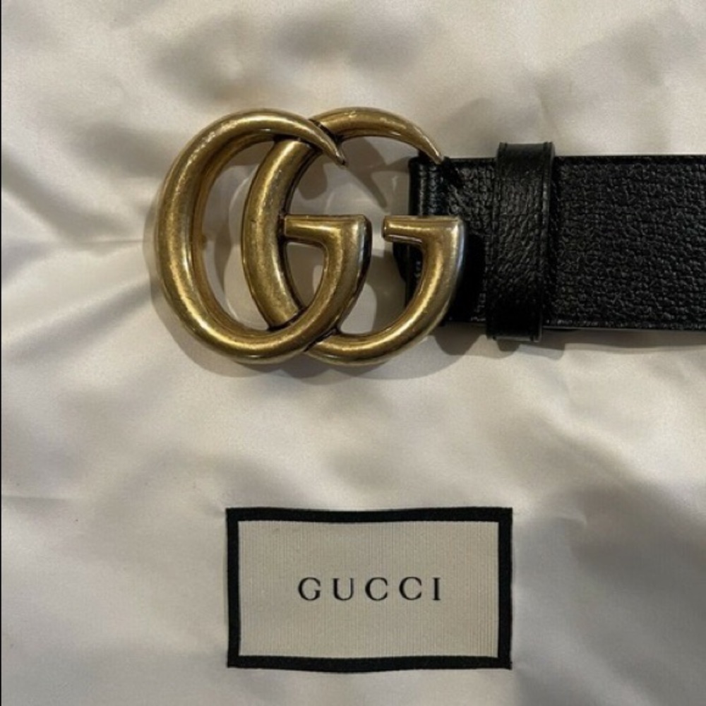 GG Marmont leather belt with gold-tone hardware